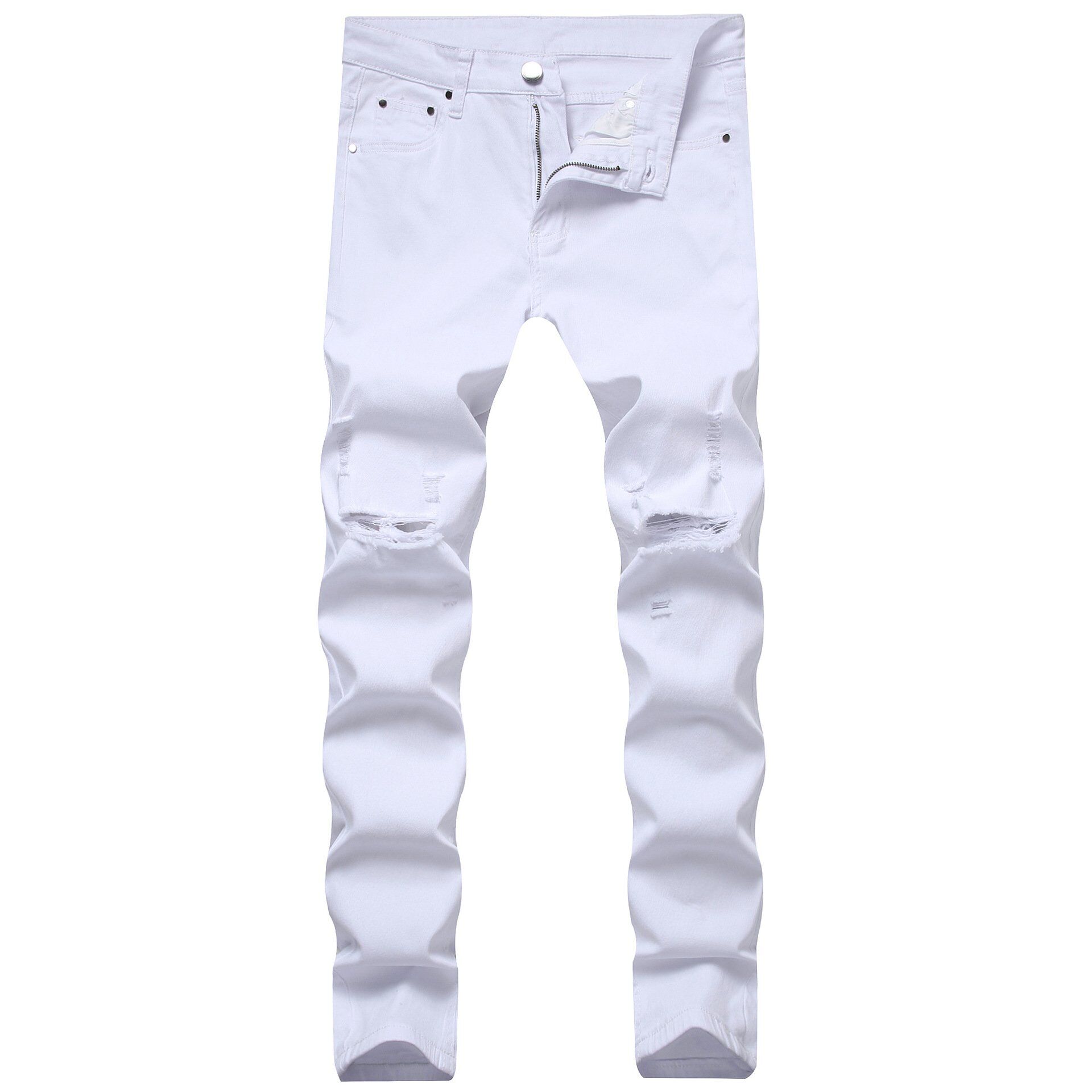 Men's Trendy White Stripe Ripped Jeans - RippedJeans® Official Site