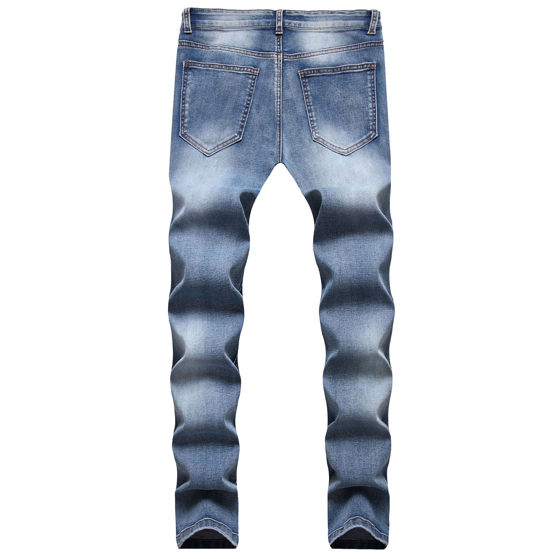 Men's Light Washed Pink Patchwork Ripped Jeans - RippedJeans® Official Site