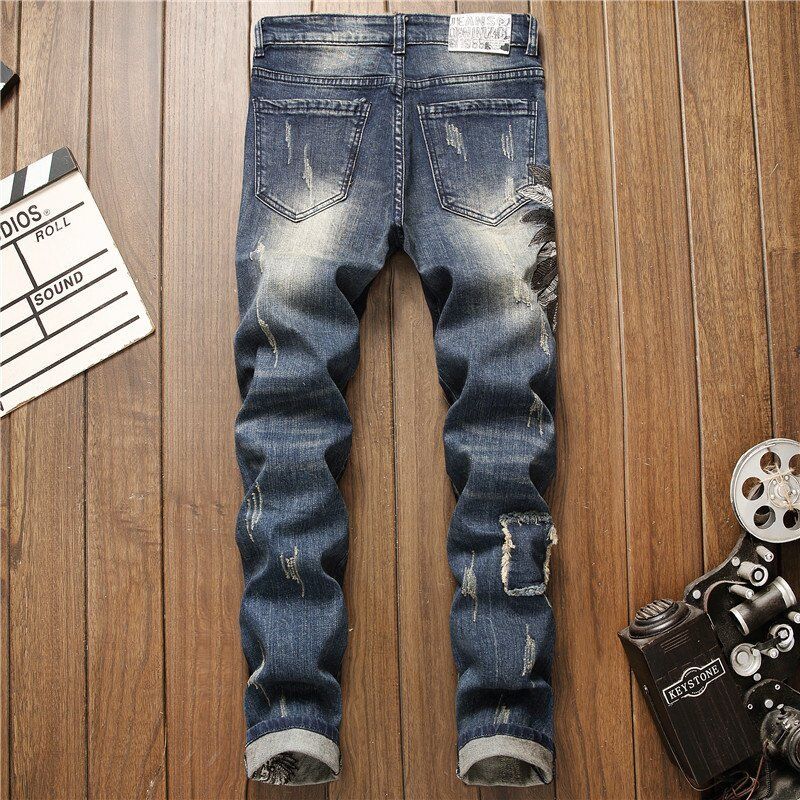 Men's White Distressed Jeans With Diamond-inlays - RippedJeans ...