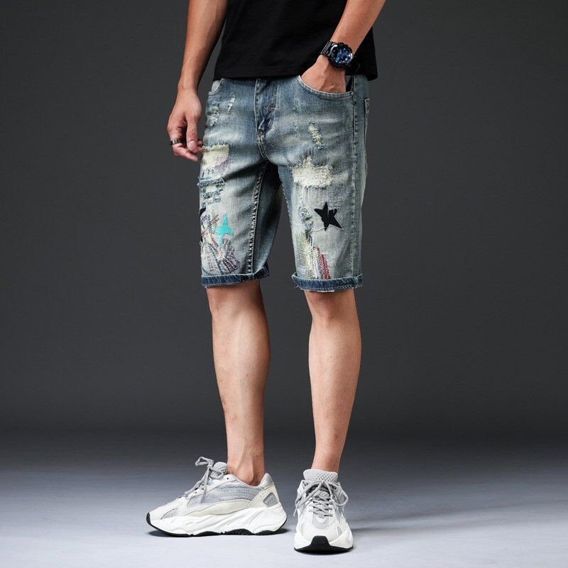 off white jean shorts mens