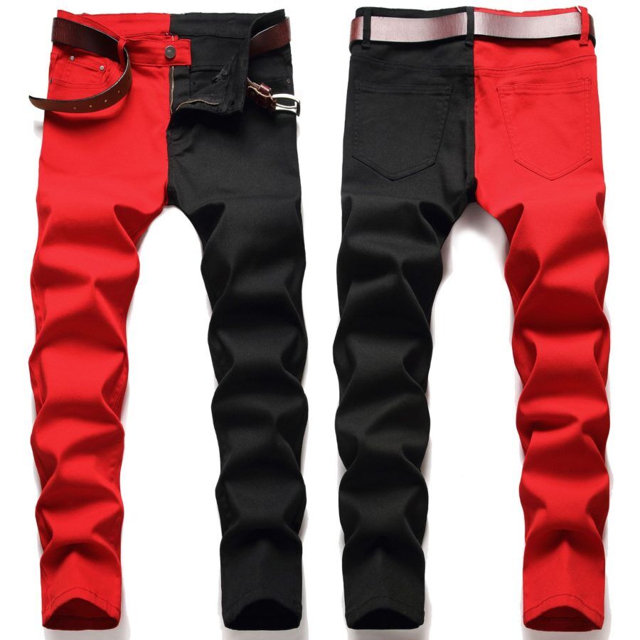 Mens Black And Red Jeans - RippedJeans® Official Site