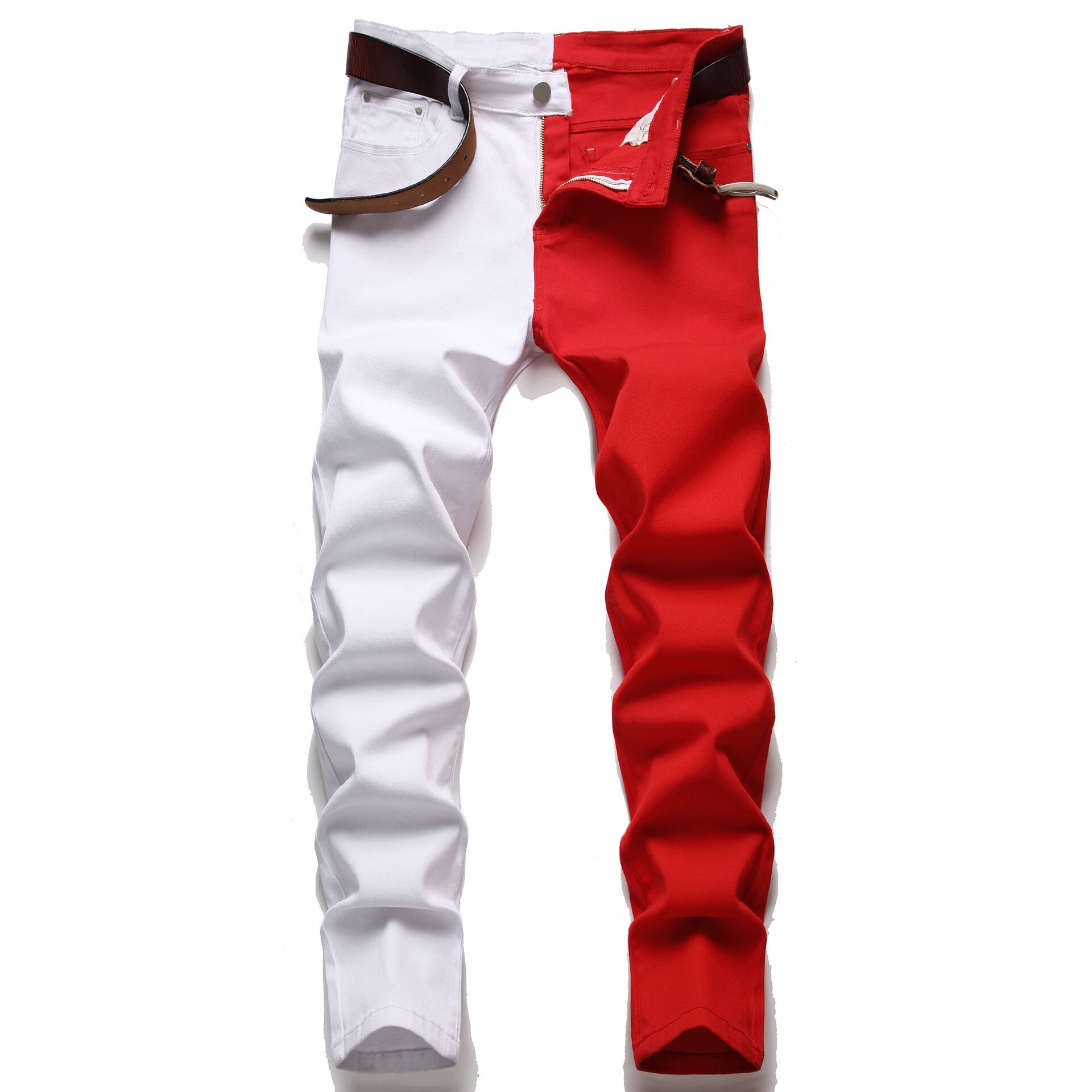 Mens White And Red Jeans - RippedJeans® Official Site