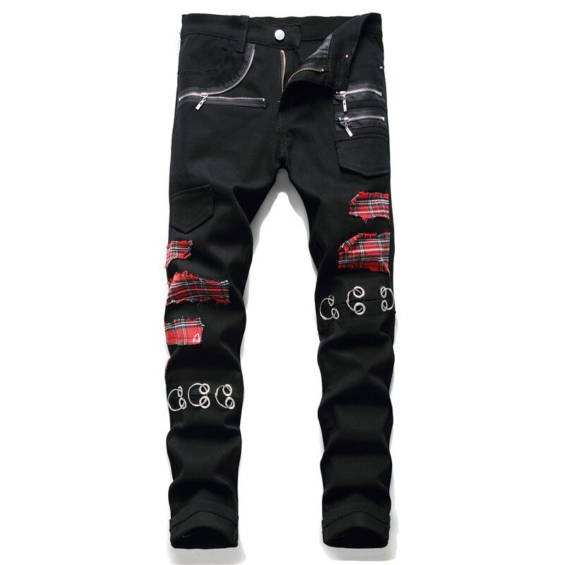 Gothic & Punk Style Plaid Jeans - RippedJeans® Official Site