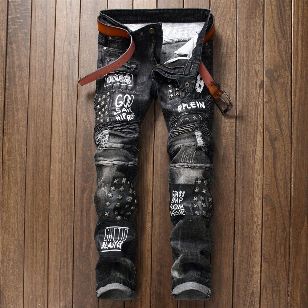 Men's Black Punk Rock Jeans - RippedJeans® Official Site